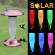 Glass Solar Lighted Hummingbird Feeder